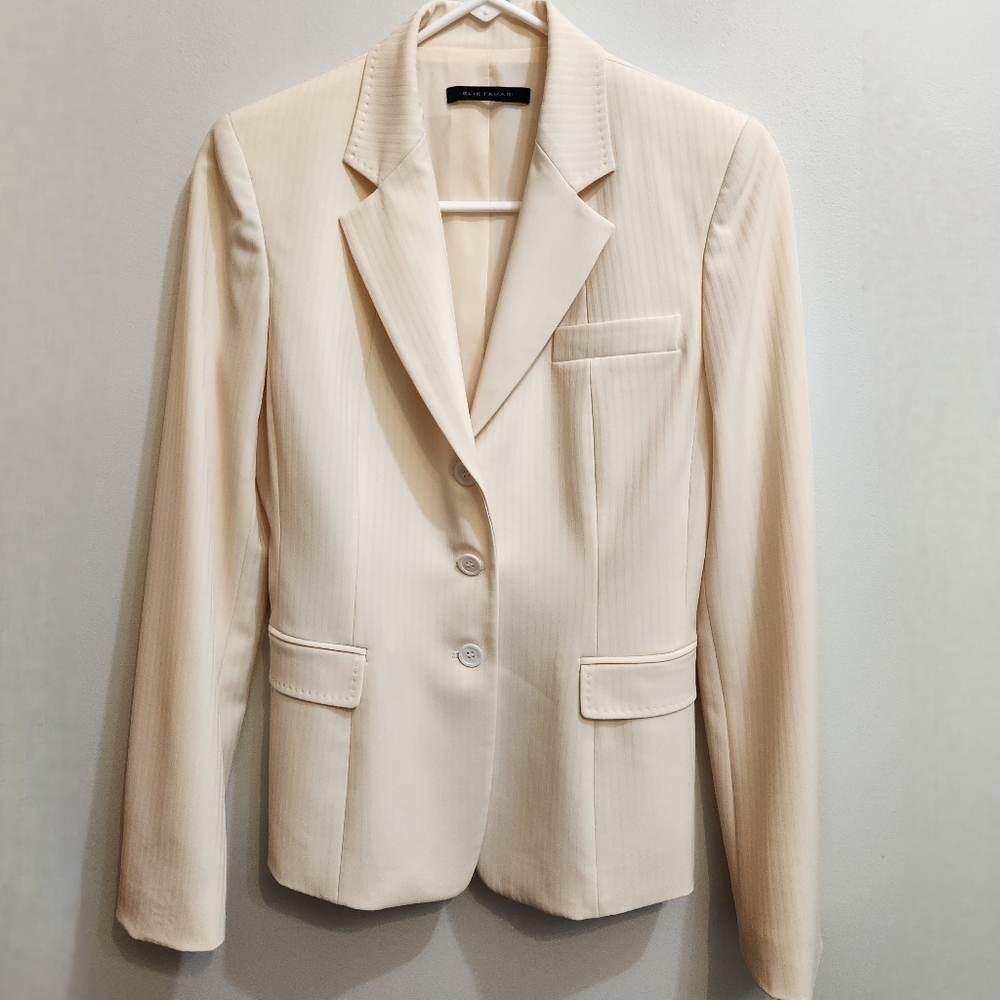Elie Tahari Single Breasted Cream Blazer Size 2